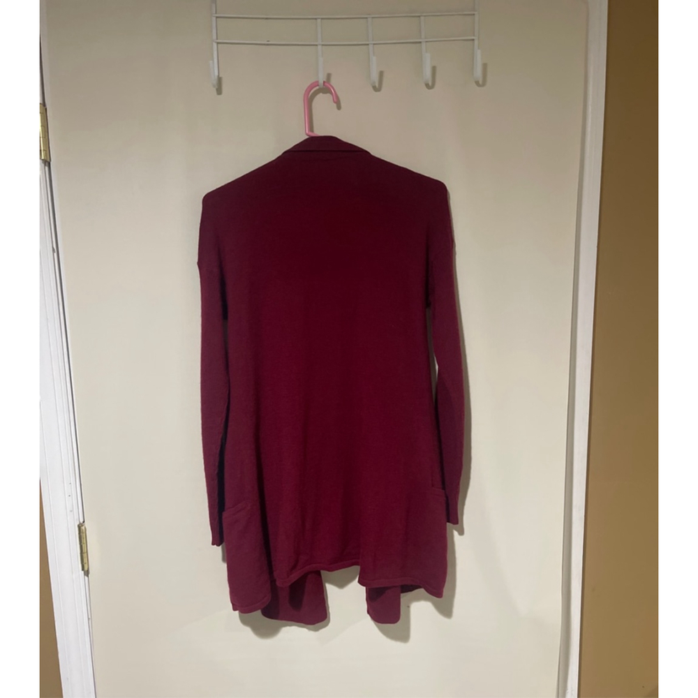 NWOT 100% Merino Wool Max Studio Women’s Burgundy Open Front Sweater Cardigan M - Picture 8 of 8